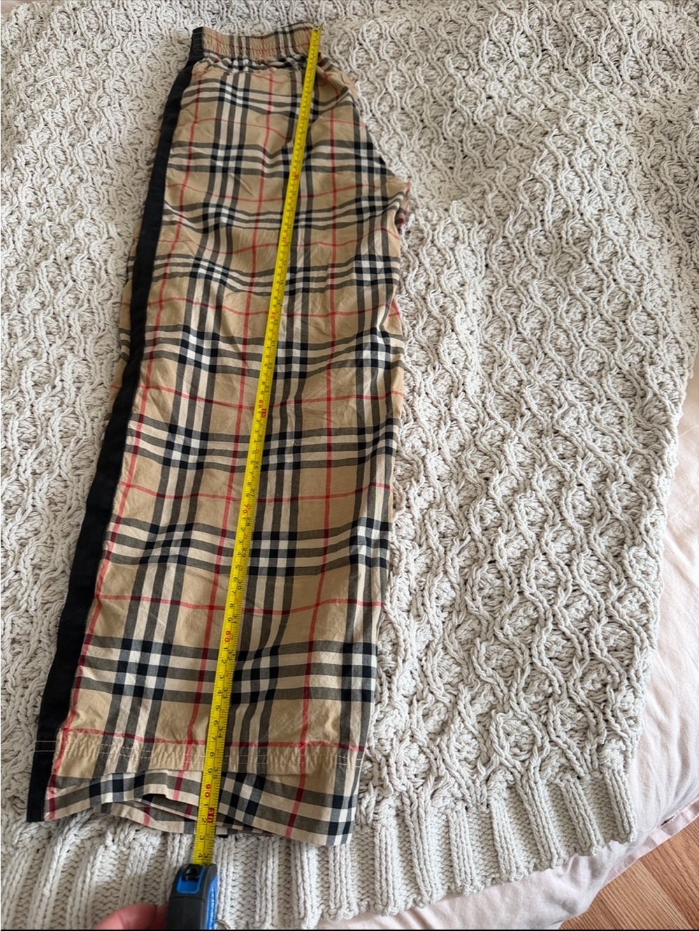 Classic Plaid Kids Track Pants in Beige
